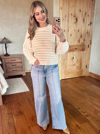 Crochet Dolman Sleeve In Cream