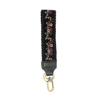 Joy Susan Easy Find Wristlet Keychain in Black Daisy