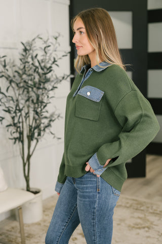 It's a Must Contrast Collared Sweater Top