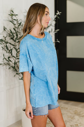Just My Type Mineral Wash Relaxed Top in Deep Sky