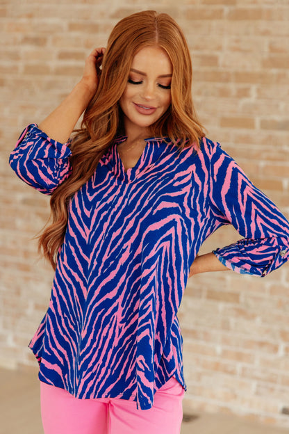 Lizzy Top in Blue Zebra