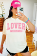 Ivory Tee Pink Writing