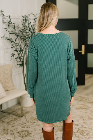 Love to Love You Textured Knit Dress in Hunter Green