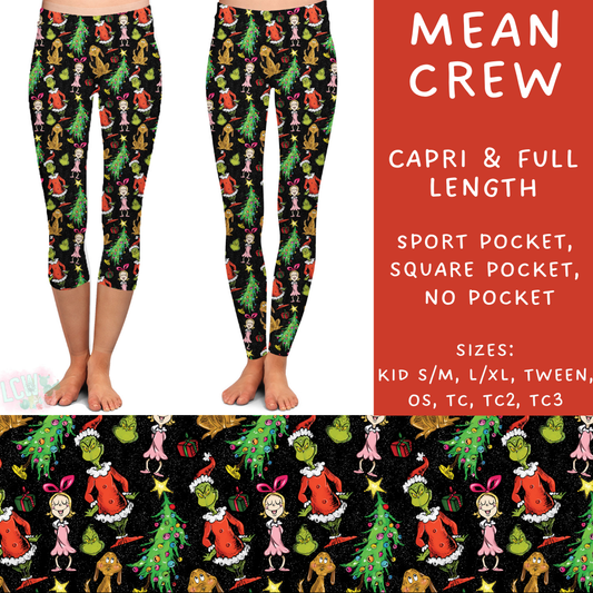 PREORDER  Batch #217 - Christmas Spirit - Closes 10/16 - ETA late Nov - Mean Crew Full and Capri Length Leggings