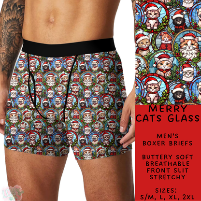 Batch #232 - Christmas Underwear - Closes 10/31 ETA early/mid Dec - Merry Cats Glass Men's Boxer Briefs