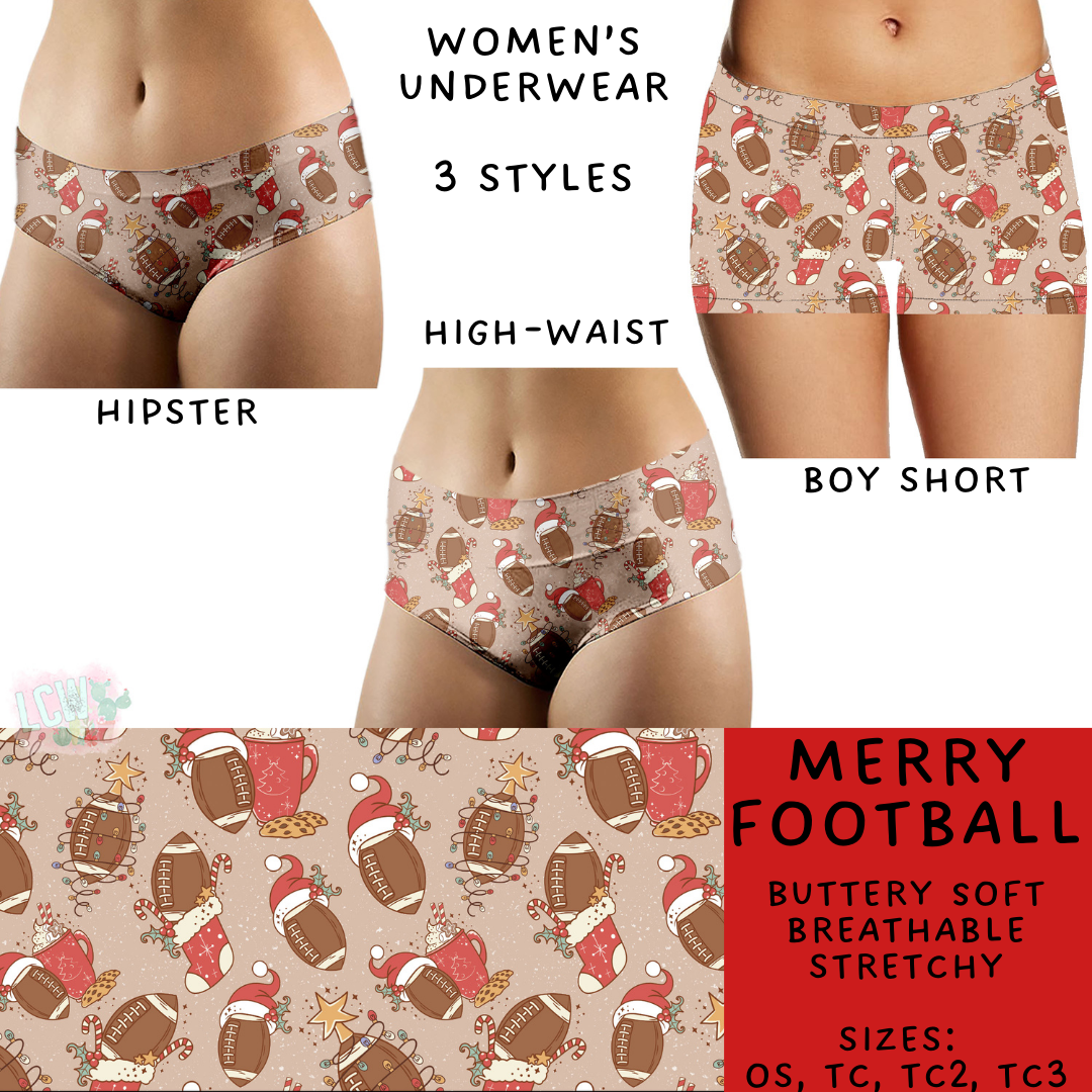 Batch #232 - Christmas Underwear - Closes 10/31 ETA early/mid Dec - Merry Football Women's Underwear