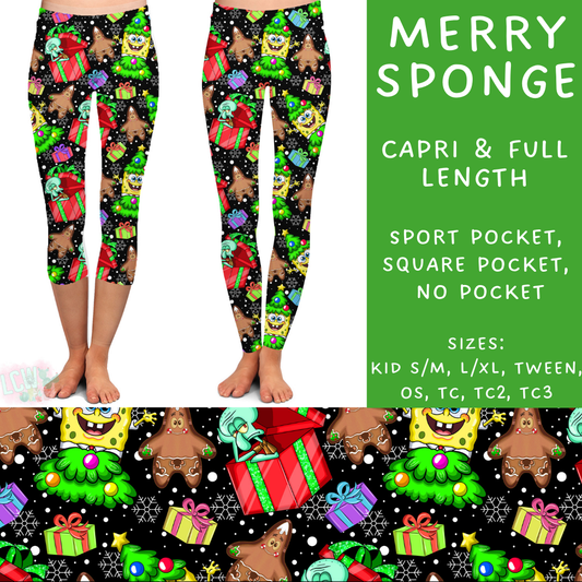 PREORDER Batch #219 - Christmas Characters - Closes 10/21 - ETA late Nov - Merry Sponge Full and Capri Length Leggings