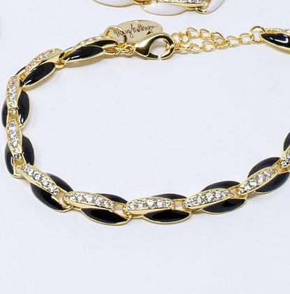 Enamel CZ Disc Bracelet