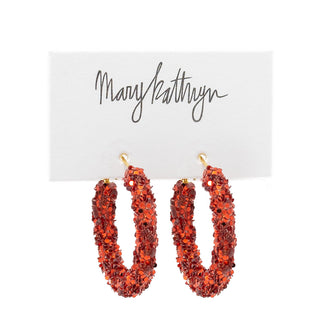 Crimson Glitter Hoops