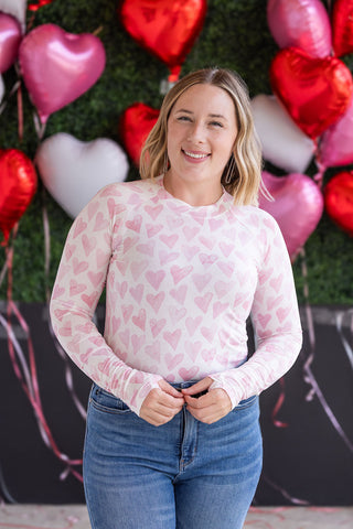 IN STOCK Blair Long Sleeve Top -  Blushing Pink Hearts
