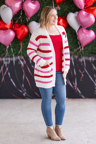 IN STOCK Stripe Cardigan - Valentine's Day