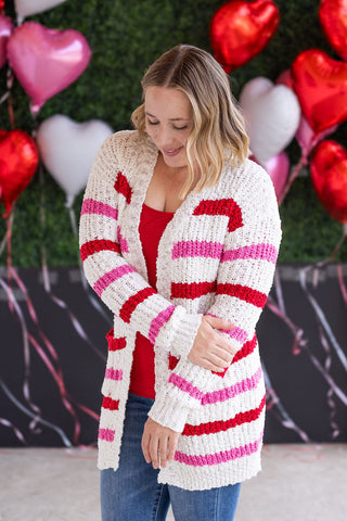 IN STOCK Stripe Cardigan - Valentine's Day