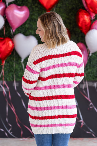 IN STOCK Stripe Cardigan - Valentine's Day