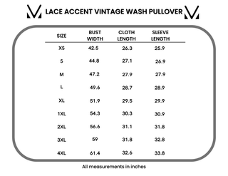 IN STOCK Lace Accent Vintage Wash Pullover - Olive