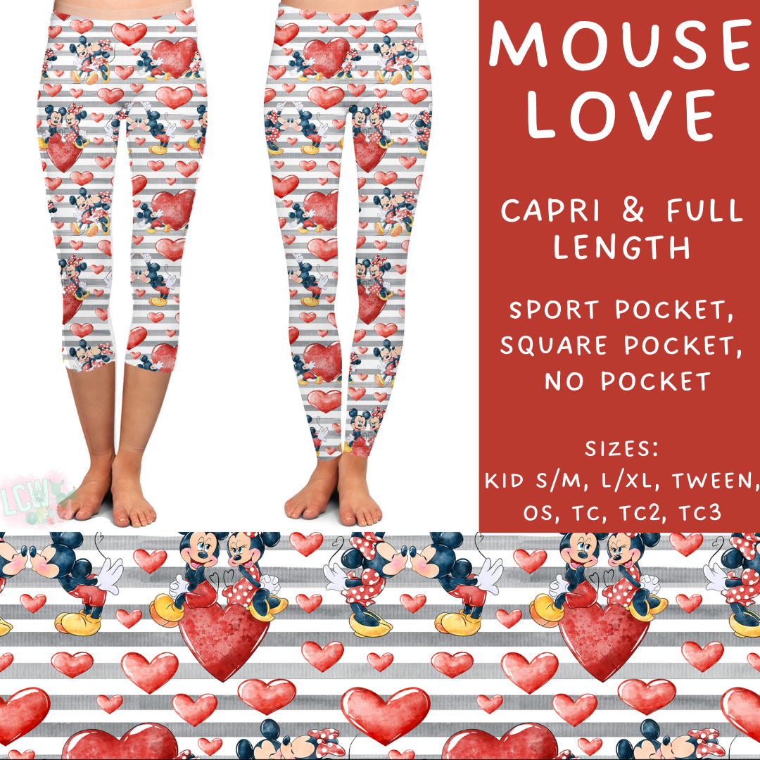 Batch #250 - Magical Valentine - Closes 12/9 - ETA late Jan - Mouse Love Full and Capri Length Leggings