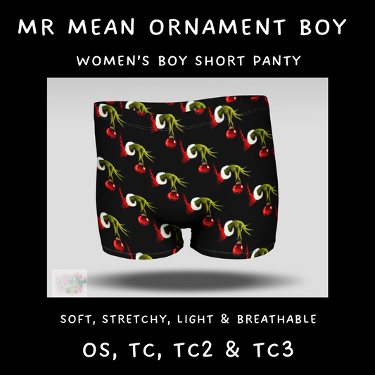 Batch #232 - Christmas Underwear - Closes 10/31 ETA early/mid Dec - Mr Mean Ornament Boy Shorts