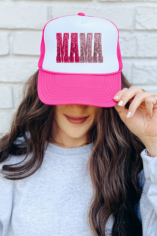 Mama Pink Faux Glitter Otto Trucker Hat