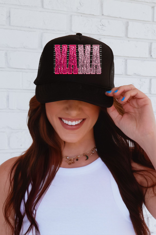 Mama Pink Faux Glitter Otto Trucker Hat