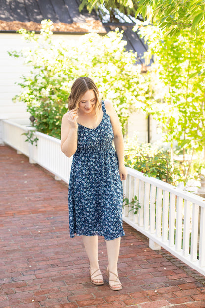 Cassidy Midi Dress - Blue Floral Mix | Summer Dress