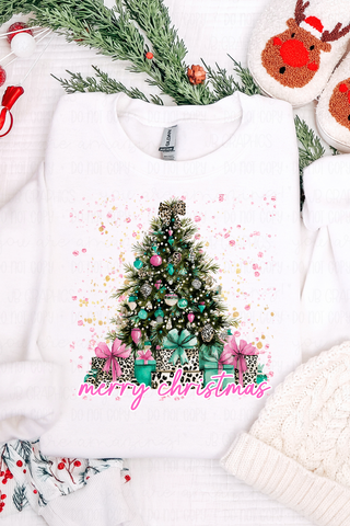 Merry Christmas Pink Tree Sweatshirt