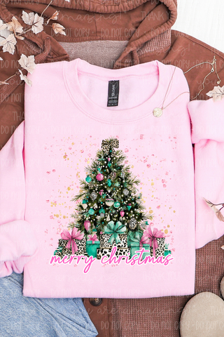 Merry Christmas Pink Tree Sweatshirt