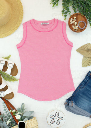 IN STOCK Morgan Micro Striped Tank - Pink