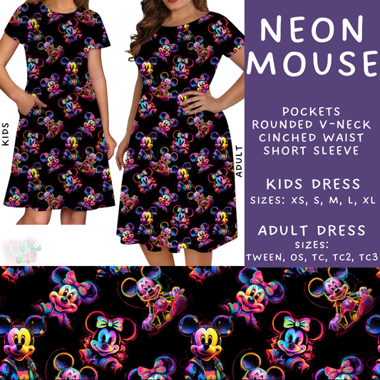 Batch #239 - Magical Faves 9 - Closes 11/18 - ETA early/mid Jan - Neon Mouse Adult & Kids Dresses