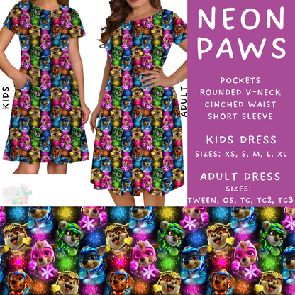 Batch #278 - Cool Characters 7 - Closes 1/29 - ETA early April - Neon Paws Adult & Kids Dresses