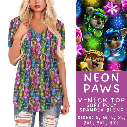 Batch #278 - Cool Characters 7 - Closes 1/29 - ETA early April - Neon Paws V-Neck Tee