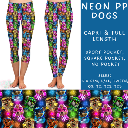 Batch #247 - Cool Characters 6 - Closes 12/2 - ETA late Jan - Neon PP Dogs Full and Capri Length Leggings