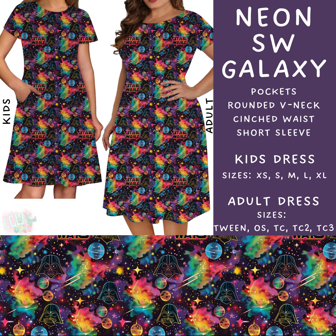 Batch #278 - Cool Characters 7 - Closes 1/29 - ETA early April - Neon SW Galaxy Adult & Kids Dresses