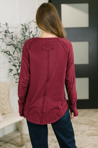 Nice to Each Other Raglan Sleeve Top in Cabernet