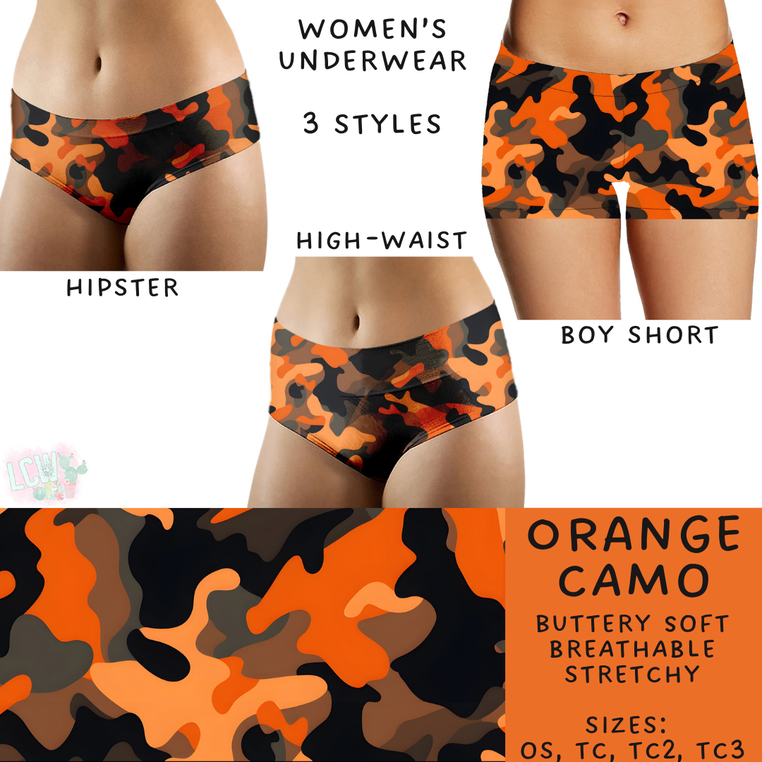 Batch #244 - Comfortable Underwear 2 - Closes 11/27 - ETA mid/late Jan - Orange Camo Women's Underwear