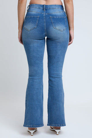 Women's Essential Distressed Flare Jeans-Distressed