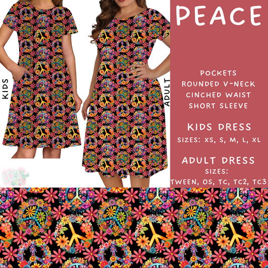 Batch #274 - Fun Run 7 - Closes 1/22 - ETA late March - Peace Adult & Kids Dresses