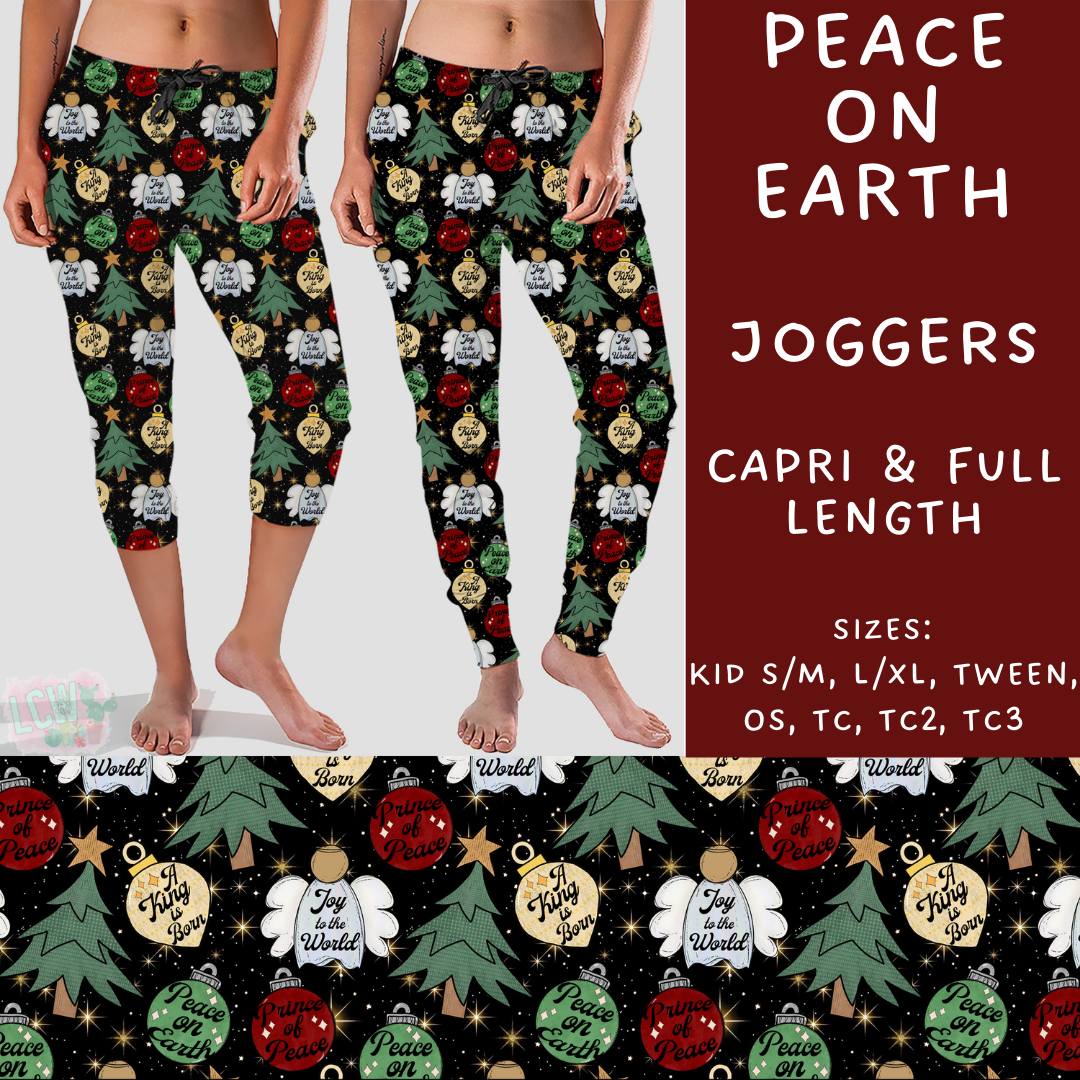 PREORDER  Batch #217 - Christmas Spirit - Closes 10/16 - ETA late Nov - Peace On Earth Full and Capri Length Joggers