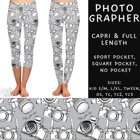 Batch #248 - Careers Collection - Closes 12/4 - ETA late Jan - Photographer Full and Capri Length Leggings