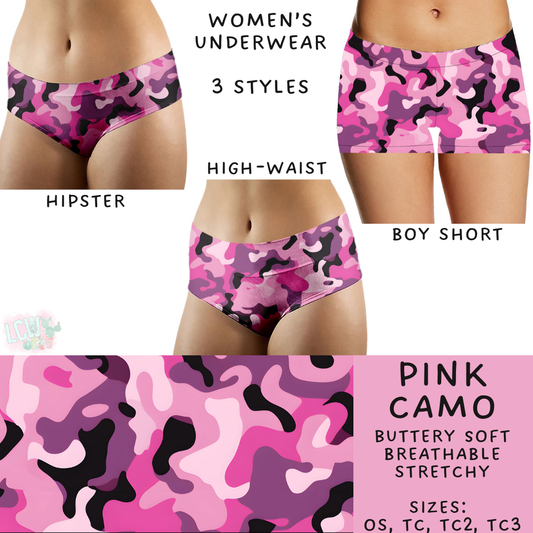 Batch #244 - Comfortable Underwear 2 - Closes 11/27 - ETA mid/late Jan - Pink Camo Women's Underwear