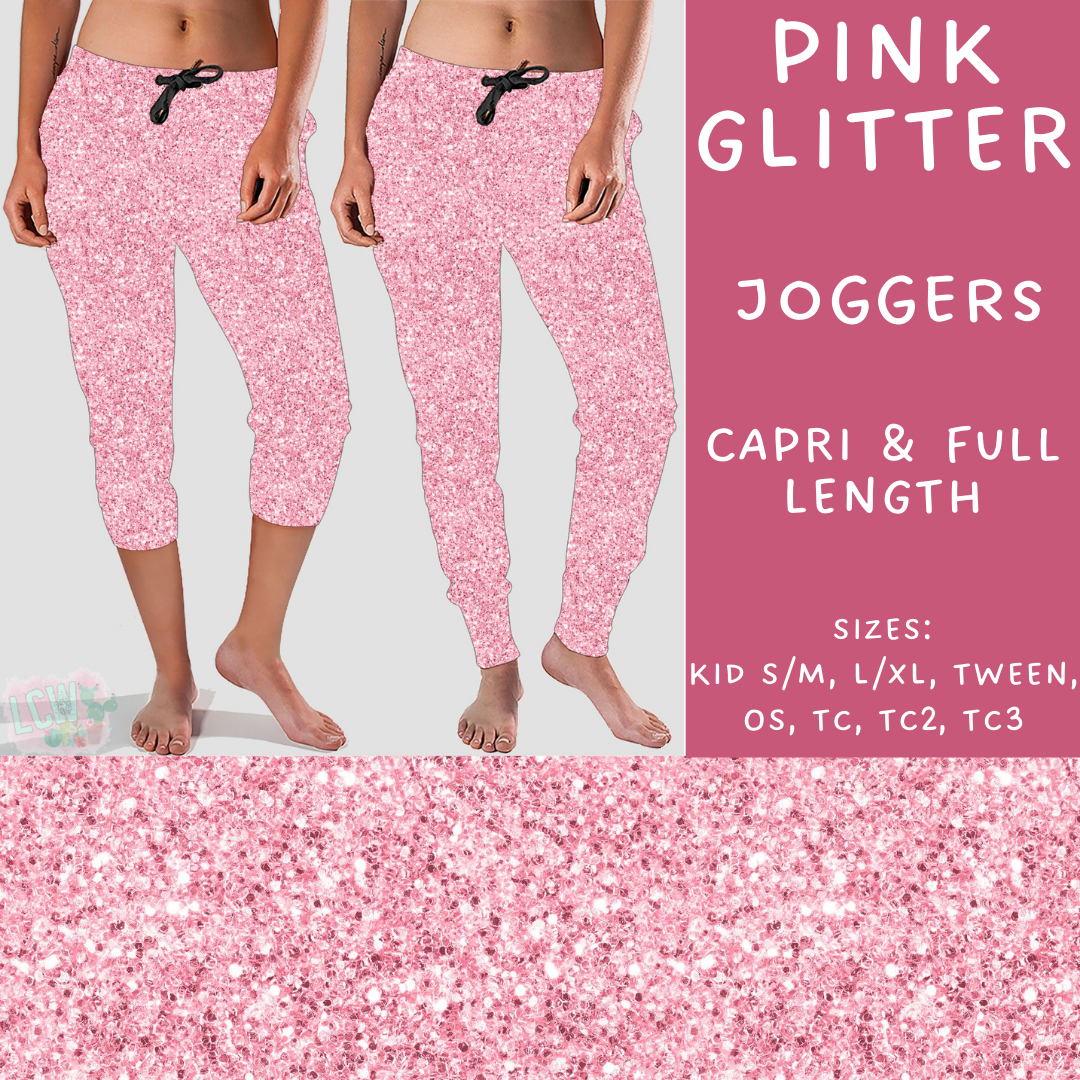 PREORDER Batch #223 - Black Friday - Closes 10/18 - ETA mid Nov - Pink Glitter Full and Capri Length Joggers