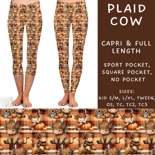 PREORDER Batch #207 - Fall Fun - Closes 9/27 - ETA mid Nov - Plaid Cow Full and Capri Length Leggings