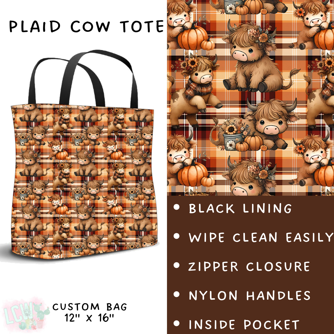 PREORDER Batch #207 - Fall Fun - Closes 9/27 - ETA mid Nov - Plaid Cow Tote