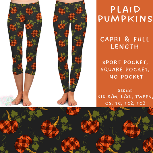 PREORDER Batch #207 - Fall Fun - Closes 9/27 - ETA mid Nov - Plaid Pumpkins Full and Capri Length Leggings