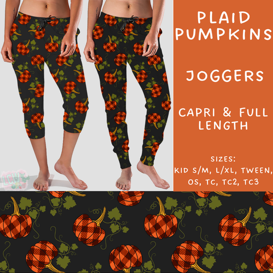 PREORDER Batch #207 - Fall Fun - Closes 9/27 - ETA mid Nov - Plaid Pumpkins Full and Capri Length Joggers