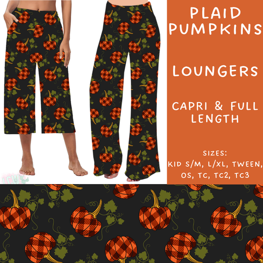 PREORDER Batch #207 - Fall Fun - Closes 9/27 - ETA mid Nov - Plaid Pumpkins Capri and Full Length Loungers