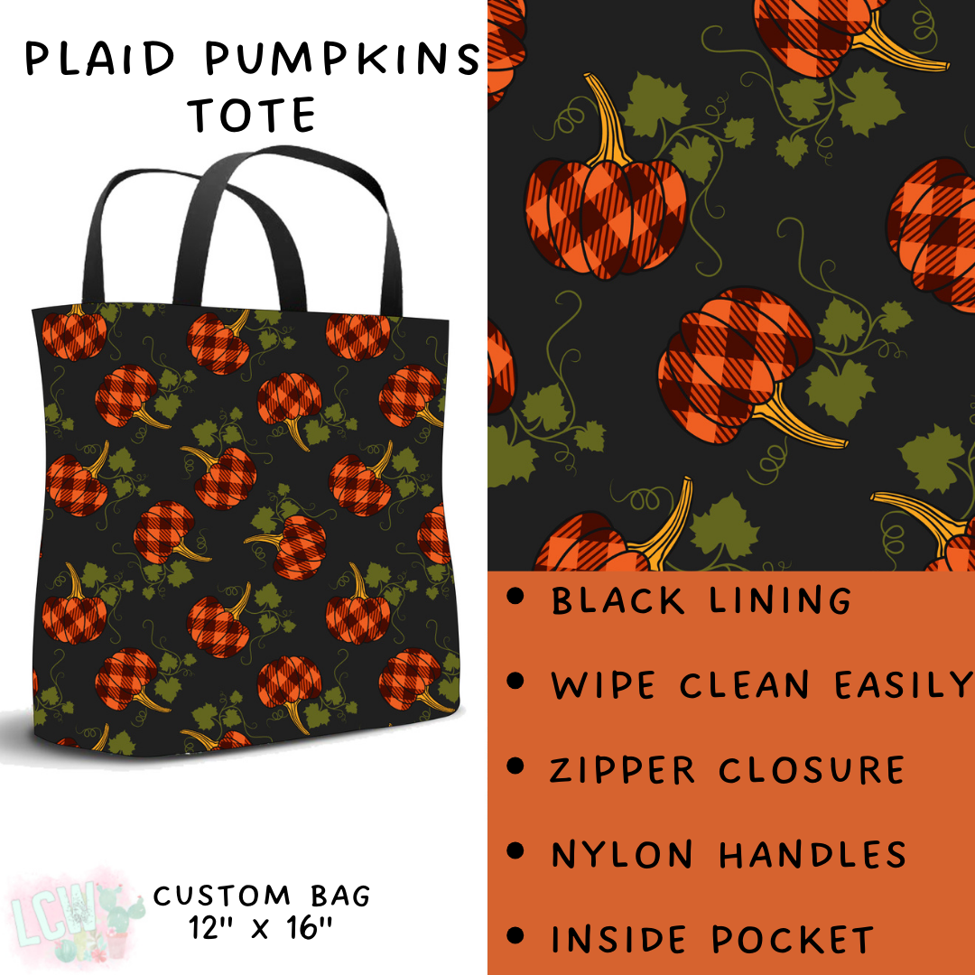 PREORDER Batch #207 - Fall Fun - Closes 9/27 - ETA mid Nov - Plaid Pumpkins Tote