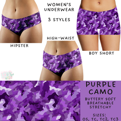 Batch #244 - Comfortable Underwear 2 - Closes 11/27 - ETA mid/late Jan - Purple Camo Women's Underwear