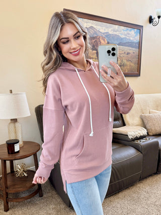 IN STOCK Kacey Ribbed Hoodie - Rose