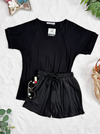 IN STOCK Bamboo V Neck Tee - Black