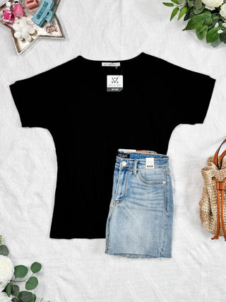 IN STOCK Bamboo V Neck Tee - Black