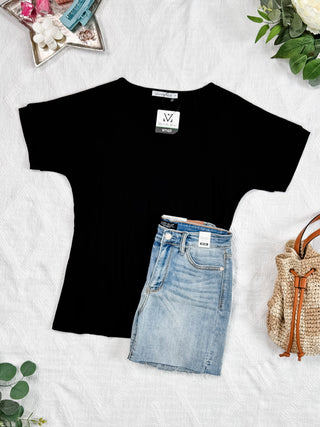 IN STOCK Bamboo V Neck Tee - Black